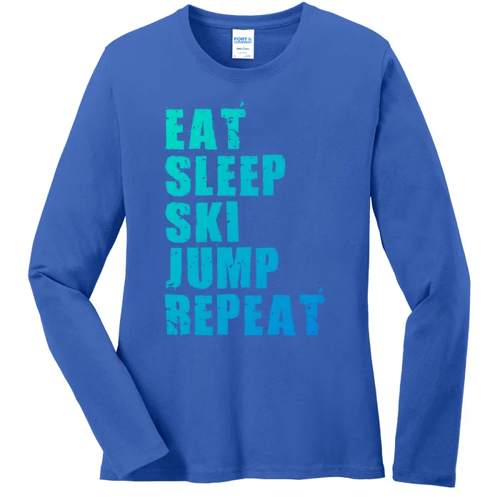 Eat Sleep Ski Jump Repeat Motivational Gift Ace057c Gift Ladies Long Sleeve Shirt