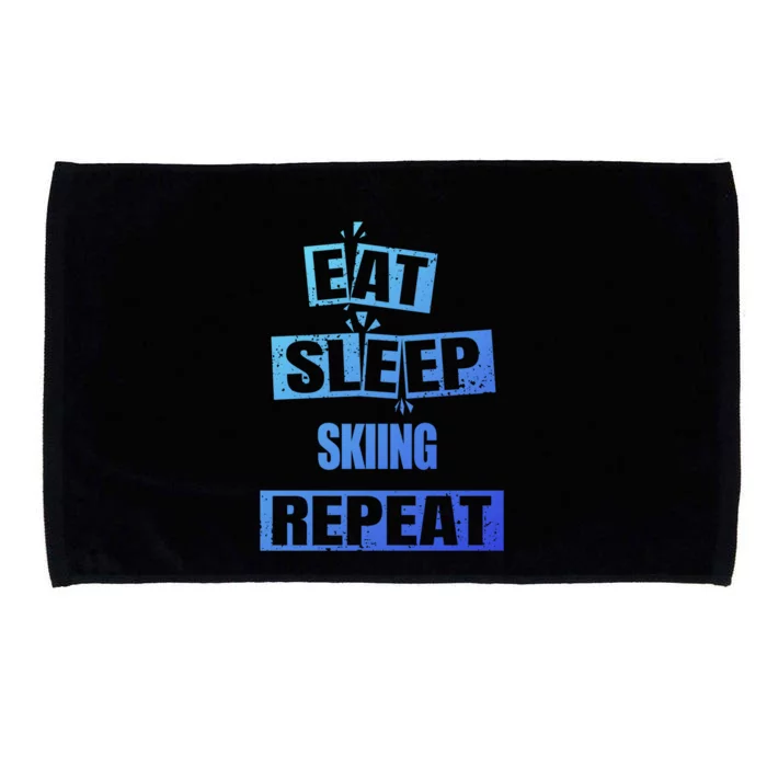 Eat Sleep Skiing Repeat Funny Skiing Gift Microfiber Hand Towel