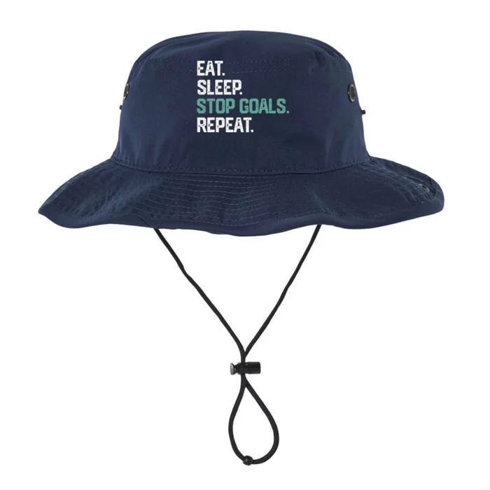 Eat Sleep Stop Goals Repeat Goalie Soccer Hockey Legacy Cool Fit Booney Bucket Hat