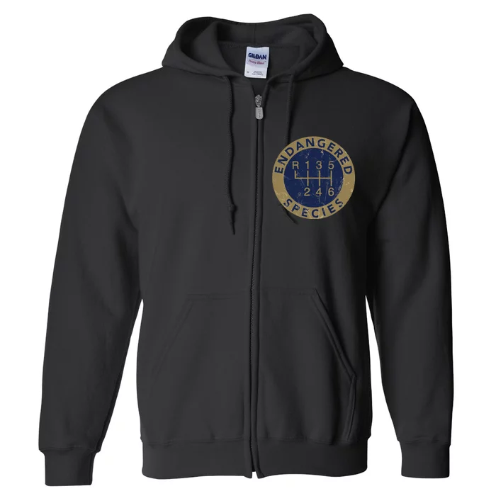 Endangered Species Stick Shift Manual Transmission Drivers Full Zip Hoodie