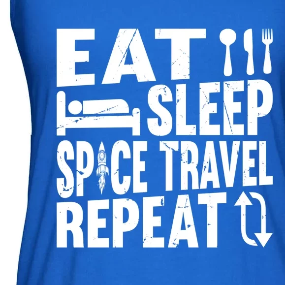 Eat Sleep Space Travel Repeat Aerospace Space Ship Planets Gift Ladies Essential Flowy Tank