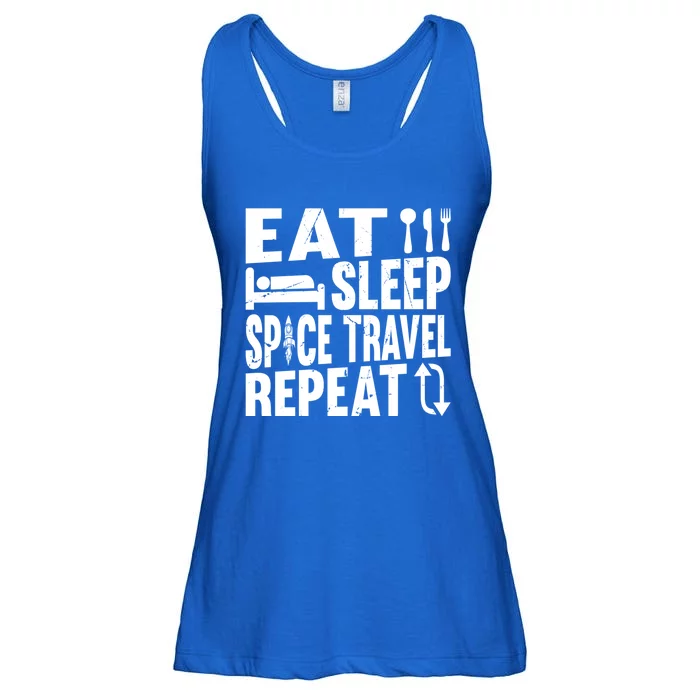 Eat Sleep Space Travel Repeat Aerospace Space Ship Planets Gift Ladies Essential Flowy Tank