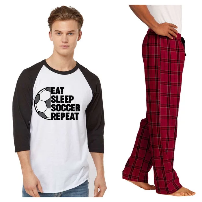 Eat Sleep Soccer Repeat Teens Girl Boy Raglan Sleeve Pajama Set