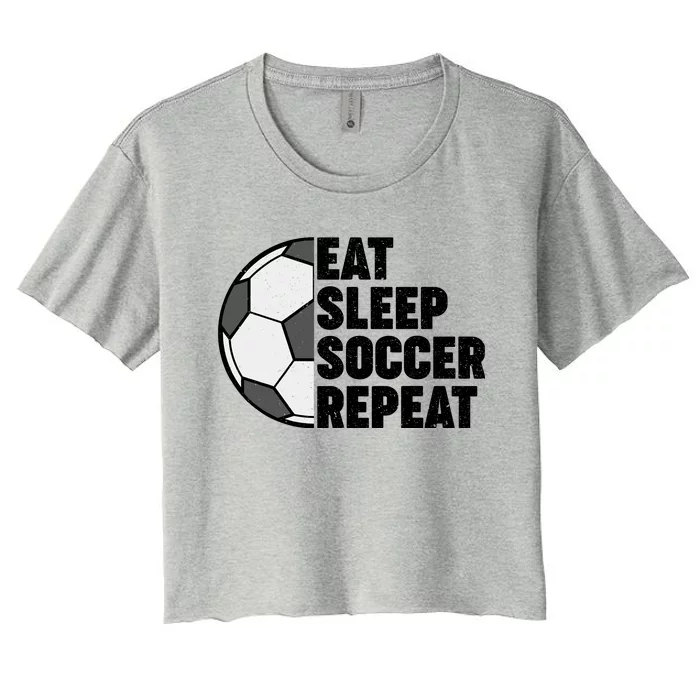 Eat Sleep Soccer Repeat Teens Girl Boy Women's Crop Top Tee