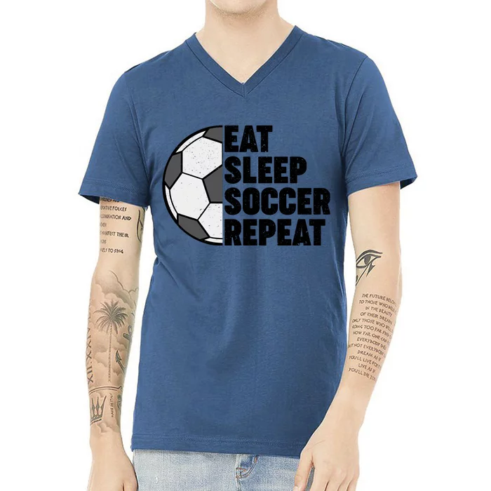 Eat Sleep Soccer Repeat Teens Girl Boy V-Neck T-Shirt