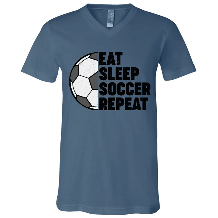 Eat Sleep Soccer Repeat Teens Girl Boy V-Neck T-Shirt