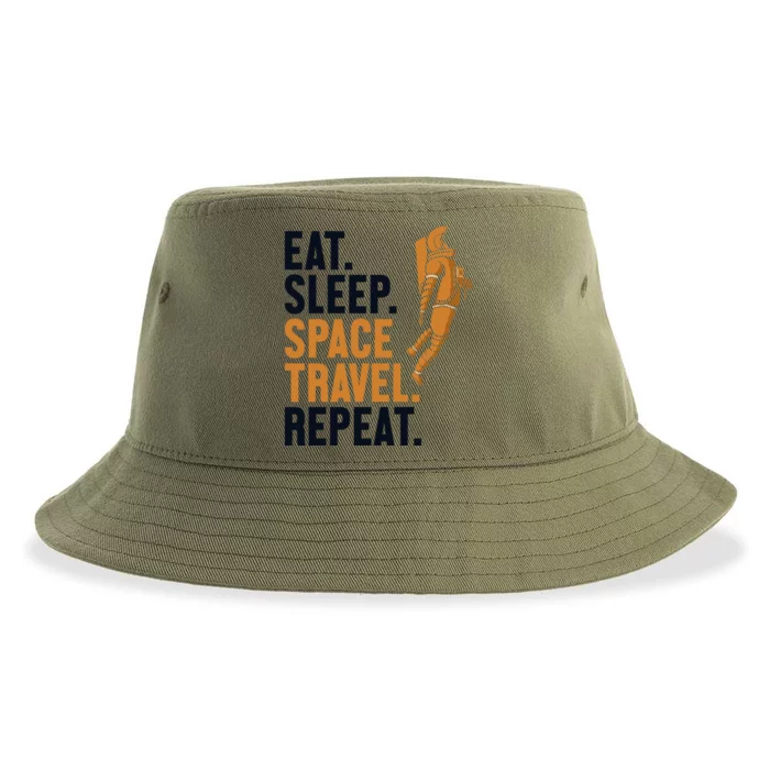 Eat Sleep Space Travel Repeat Spaceship Taikonaut Astronaut Funny Gift Sustainable Bucket Hat