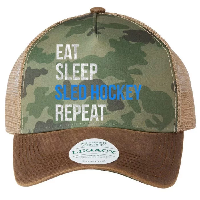 Eat Sleep Sled Hockey Repeat Gift Legacy Tie Dye Trucker Hat