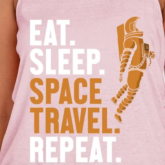 Eat Sleep Space Travel Repeat Spaceship Taikonaut Astronaut Gift Women's Knotted Racerback Tank