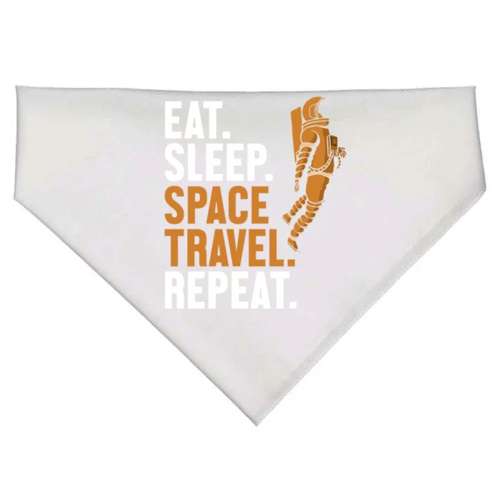 Eat Sleep Space Travel Repeat Spaceship Taikonaut Astronaut Gift USA-Made Doggie Bandana