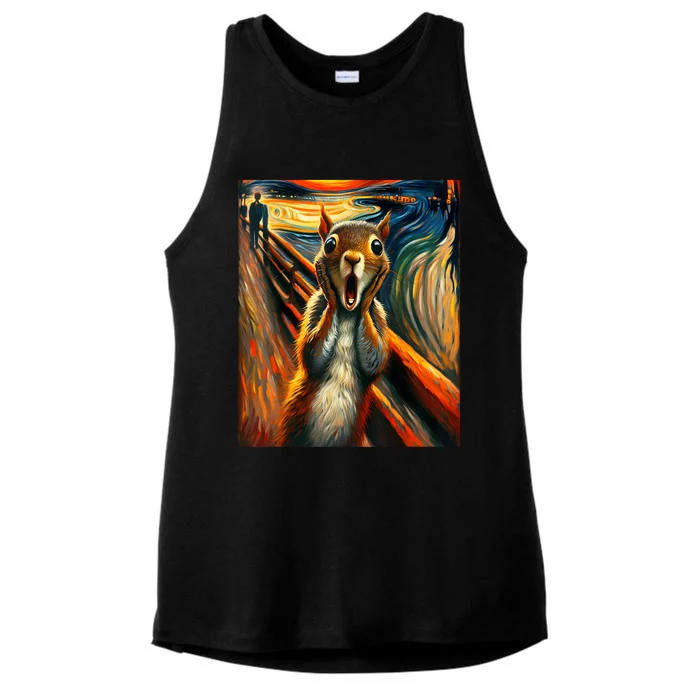 Expressionist Scream Squirrel Lovers Artistic Squirrel Ladies Tri-Blend Wicking Tank