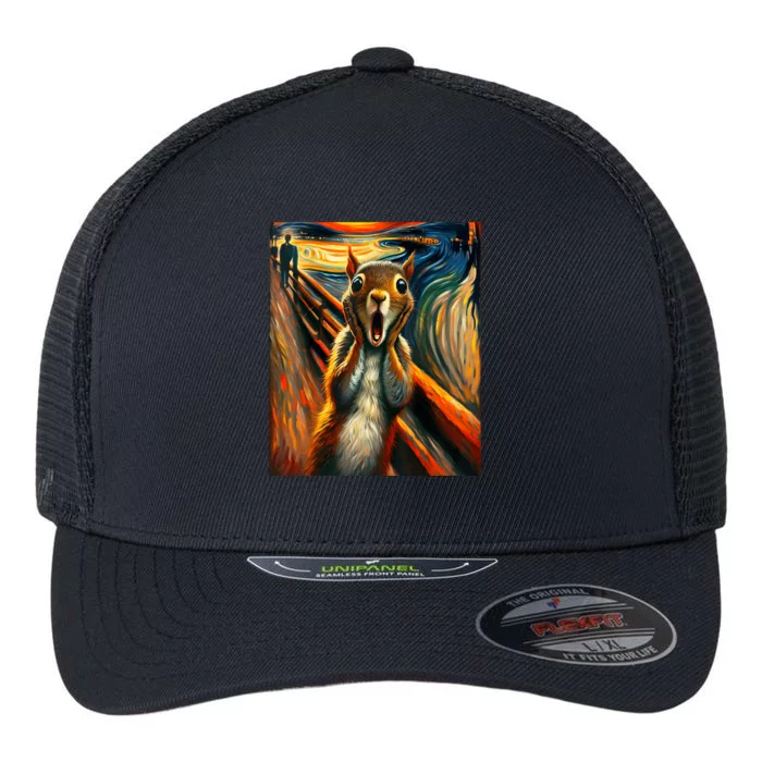 Expressionist Scream Squirrel Lovers Artistic Squirrel Flexfit Unipanel Trucker Cap