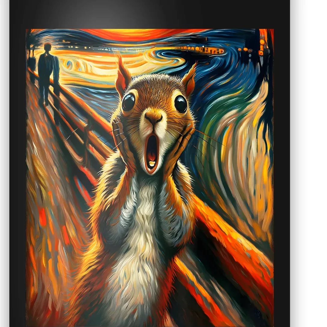 Expressionist Scream Squirrel Lovers Artistic Squirrel Poster