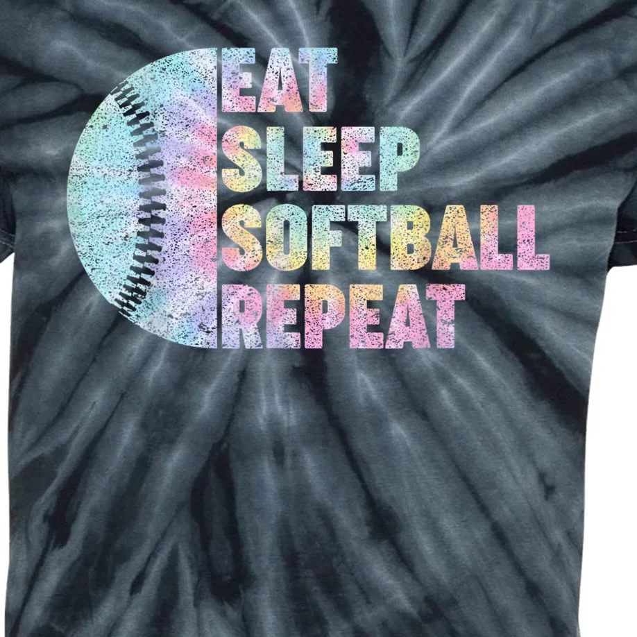 Eat Sleep Softball Repeat Teens Girls Boy Kids Men Tie Dye Kids Tie-Dye T-Shirt