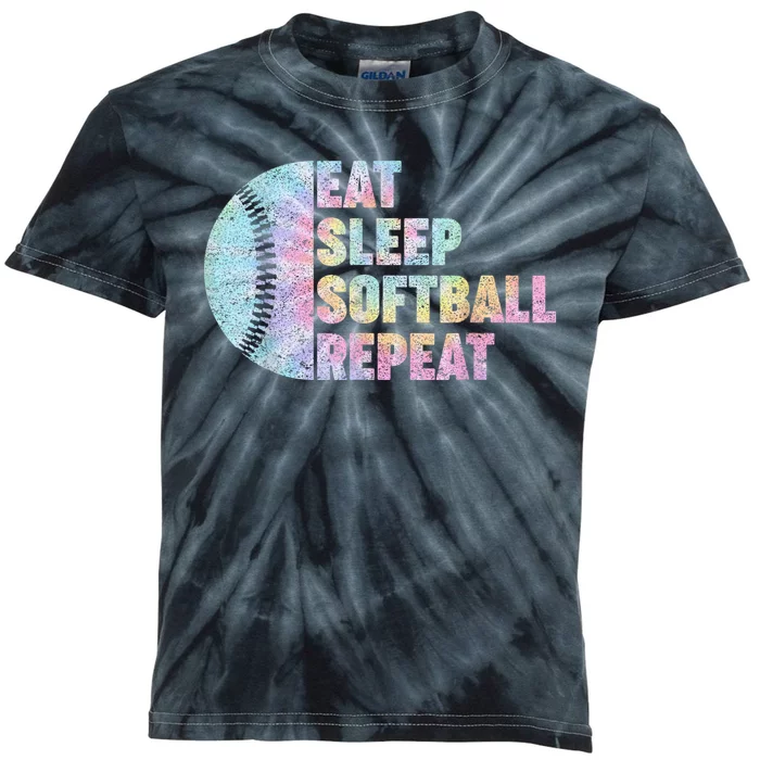 Eat Sleep Softball Repeat Teens Girls Boy Kids Men Tie Dye Kids Tie-Dye T-Shirt