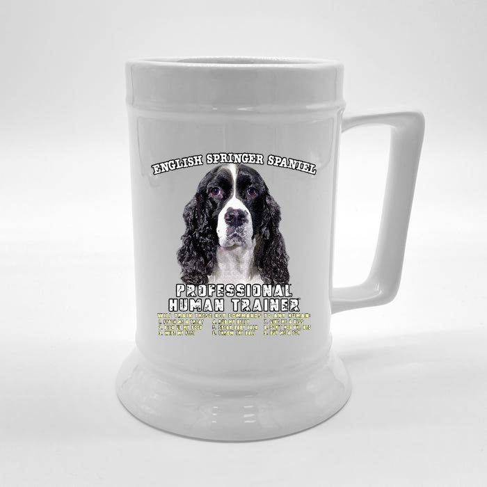 English Springer Spaniel Black Professional Human Trainer Front & Back Beer Stein