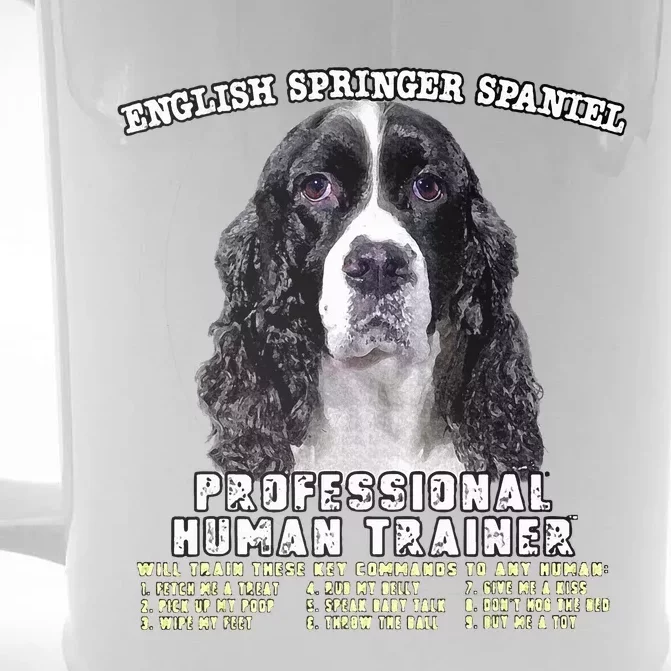 English Springer Spaniel Black Professional Human Trainer Front & Back Beer Stein