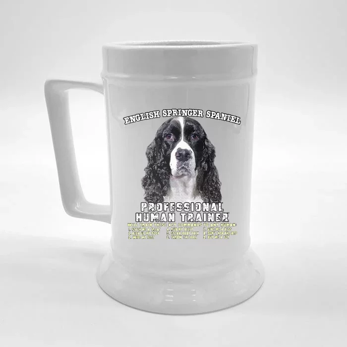 English Springer Spaniel Black Professional Human Trainer Front & Back Beer Stein