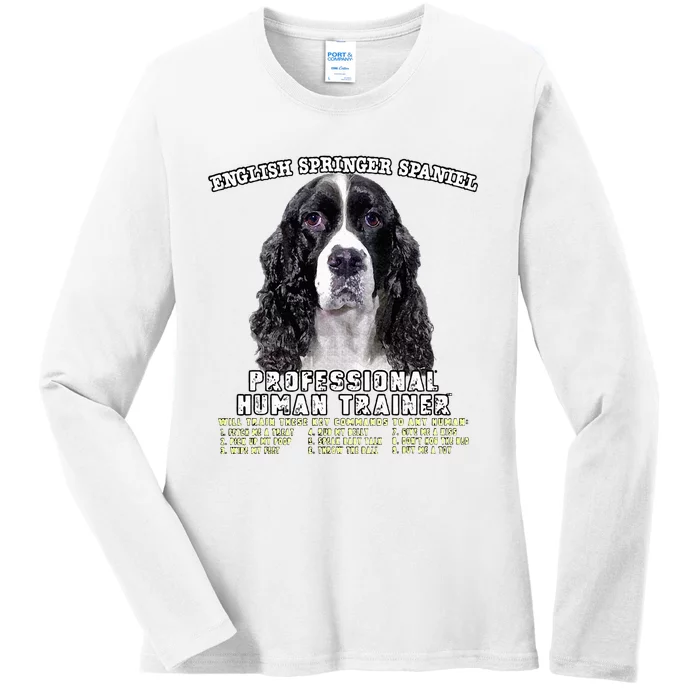 English Springer Spaniel Black Professional Human Trainer Ladies Long Sleeve Shirt