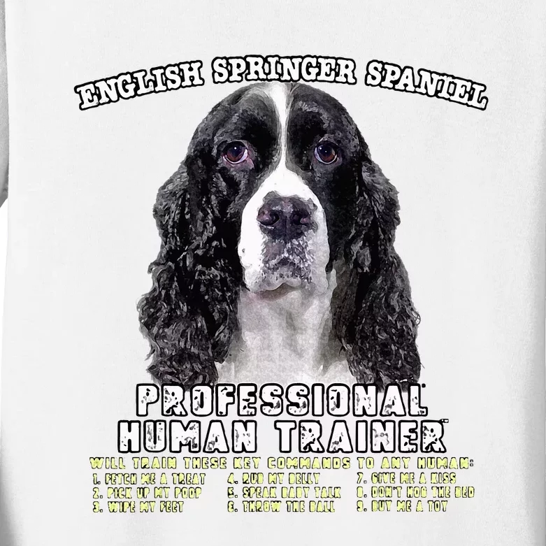 English Springer Spaniel Black Professional Human Trainer Kids Long Sleeve Shirt