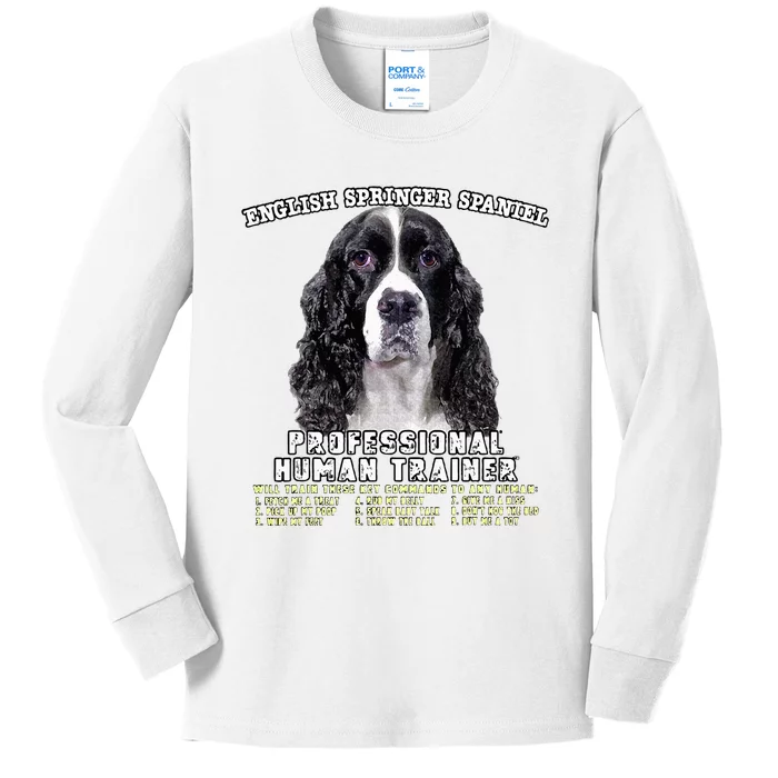 English Springer Spaniel Black Professional Human Trainer Kids Long Sleeve Shirt