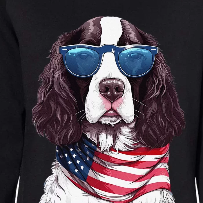 English Springer Spaniel with USA Flag 4th of July Womens California Wash Sweatshirt