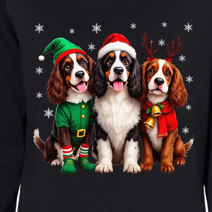 English Springer Spaniel Christmas Dogs Santa Reindeer Elf Womens California Wash Sweatshirt