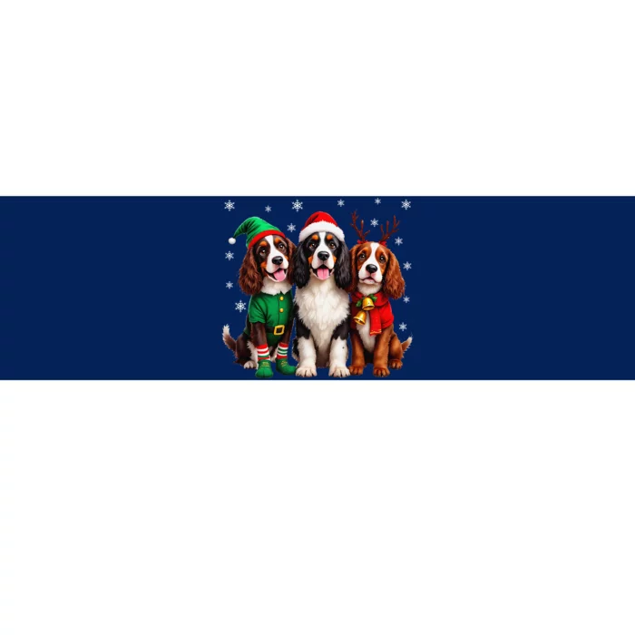 English Springer Spaniel Christmas Dogs Santa Reindeer Elf Bumper Sticker