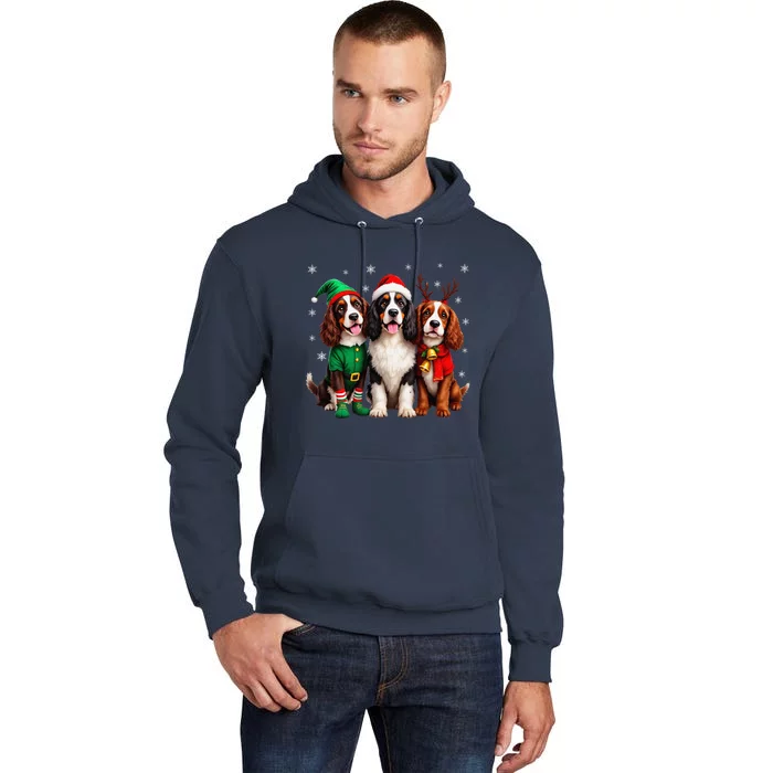 English Springer Spaniel Christmas Dogs Santa Reindeer Elf Tall Hoodie