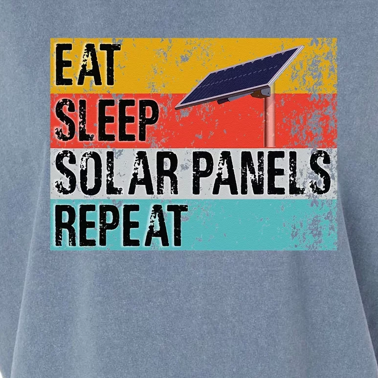 Eat Sleep Solar Panels Repeat Funny Solar Installer Garment-Dyed Women's Muscle Tee