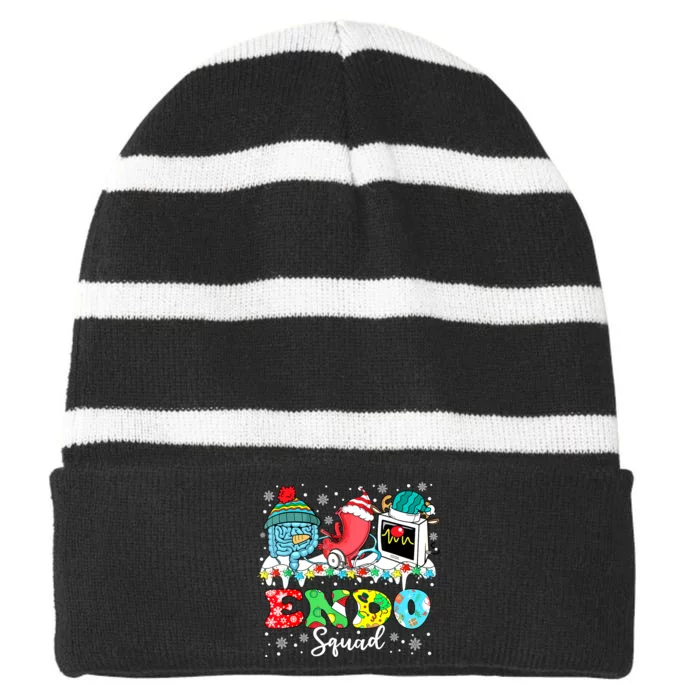 Endoscopy Squad Stomach Santa Hat Endoscopy Tech Christmas Striped Beanie with Solid Band