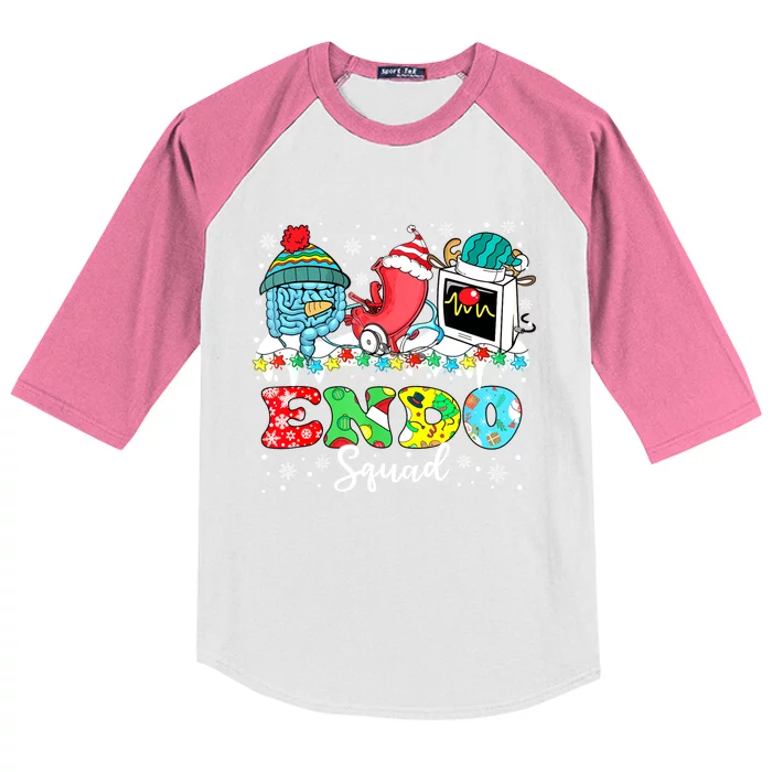 Endoscopy Squad Stomach Santa Hat Endoscopy Tech Christmas Kids Colorblock Raglan Jersey