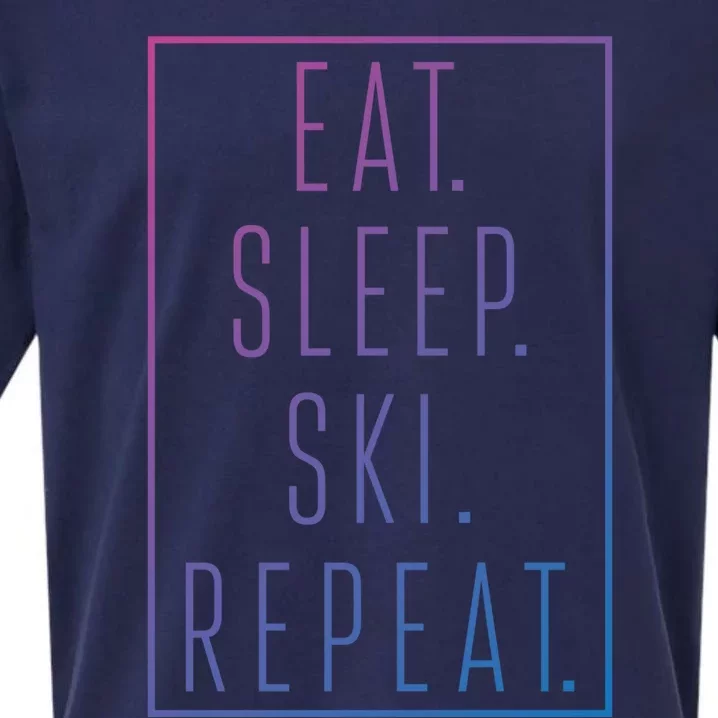 Eat Sleep Ski Repeat Funny Gift Sueded Cloud Jersey T-Shirt