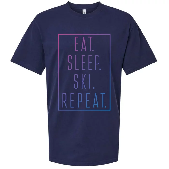 Eat Sleep Ski Repeat Funny Gift Sueded Cloud Jersey T-Shirt