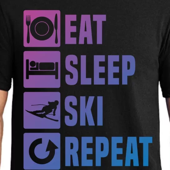 Eat Sleep Ski Repeat Ladies Ski Gift Pajama Set