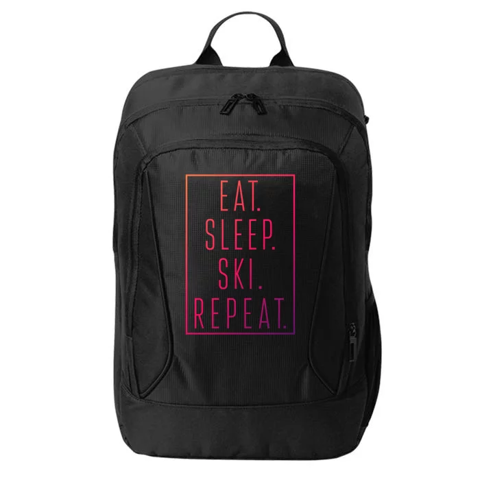 Eat Sleep Ski Repeat Funny Gift City Backpack