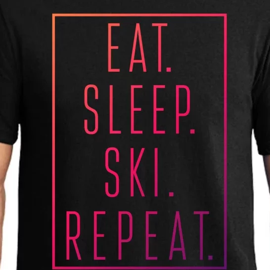 Eat Sleep Ski Repeat Funny Gift Pajama Set