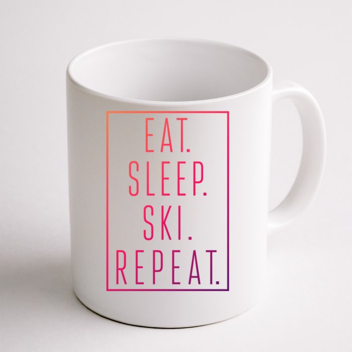 Eat Sleep Ski Repeat Funny Gift Front & Back Coffee Mug