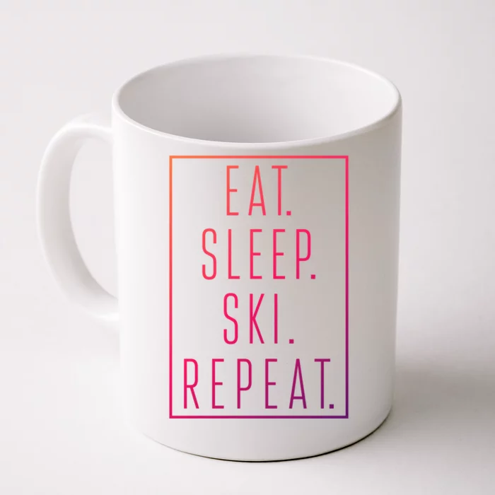 Eat Sleep Ski Repeat Funny Gift Front & Back Coffee Mug