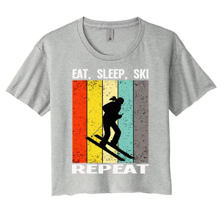 Eat Sleep Ski Repeat Ski Gift Women's Crop Top Tee