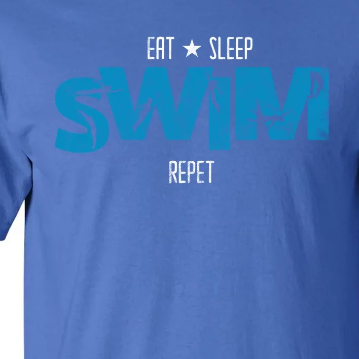 Eat Sleep Swim Repeat Gift Funny Retro Swimmer Gift Tall T-Shirt