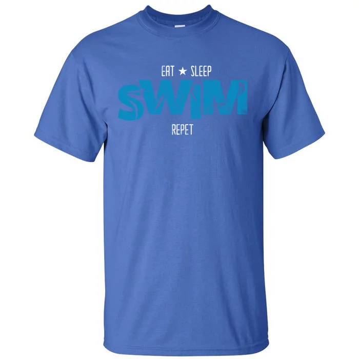 Eat Sleep Swim Repeat Gift Funny Retro Swimmer Gift Tall T-Shirt