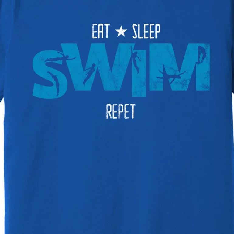 Eat Sleep Swim Repeat Gift Funny Retro Swimmer Gift Premium T-Shirt