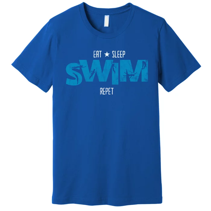 Eat Sleep Swim Repeat Gift Funny Retro Swimmer Gift Premium T-Shirt