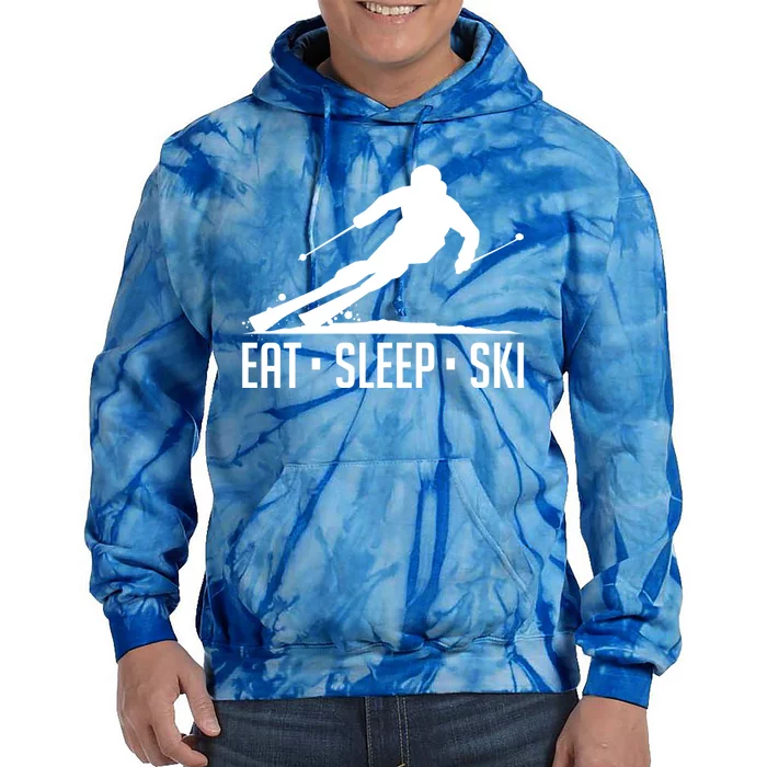 Eat Sleep Ski Skiing Skier Snow Winter Vacation Gift Great Gift Tie Dye Hoodie