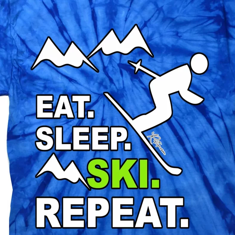 Eat Sleep Ski Repeat Funny Ski Slope Text Sport Humour Gift Tie-Dye T-Shirt