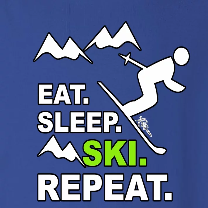 Eat Sleep Ski Repeat Funny Ski Slope Text Sport Humour Gift Toddler Long Sleeve Shirt