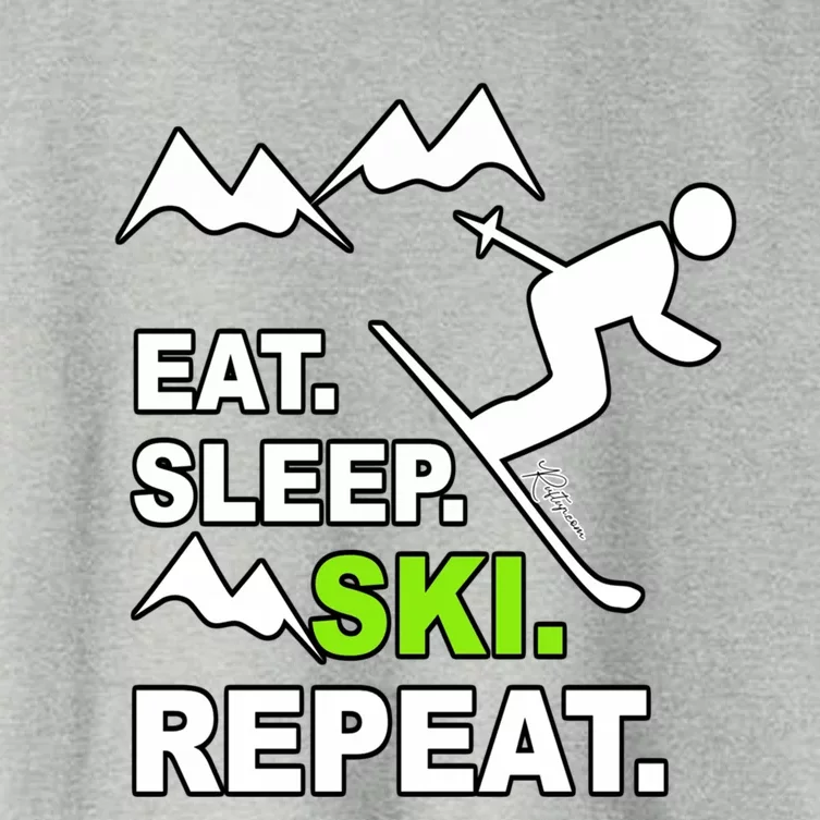 Eat Sleep Ski Repeat Funny Ski Slope Text Sport Humour Gift Women's Crop Top Tee