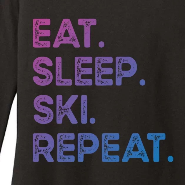 Eat Sleep Ski Repeat Funny Ski Meaningful Gift Womens CVC Long Sleeve Shirt