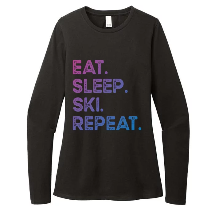 Eat Sleep Ski Repeat Funny Ski Meaningful Gift Womens CVC Long Sleeve Shirt